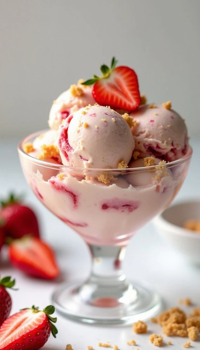 No-Churn Strawberry Cheesecake Ice Cream Recipe