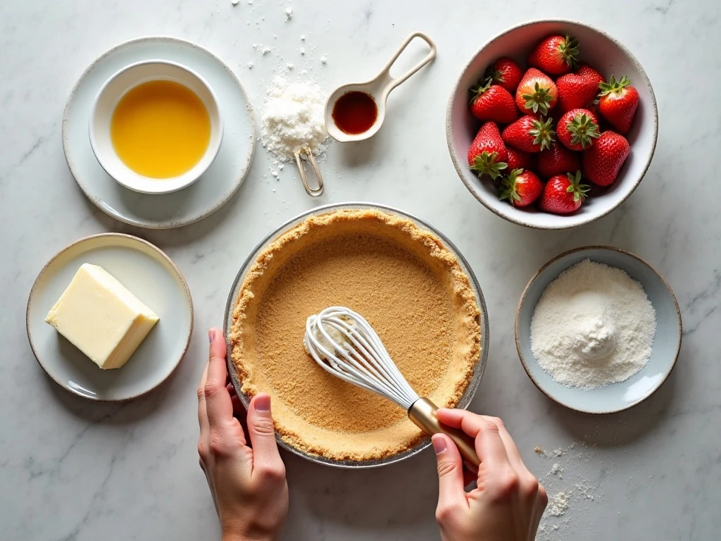 Ingredients for strawberry cheesecake ice cream pie