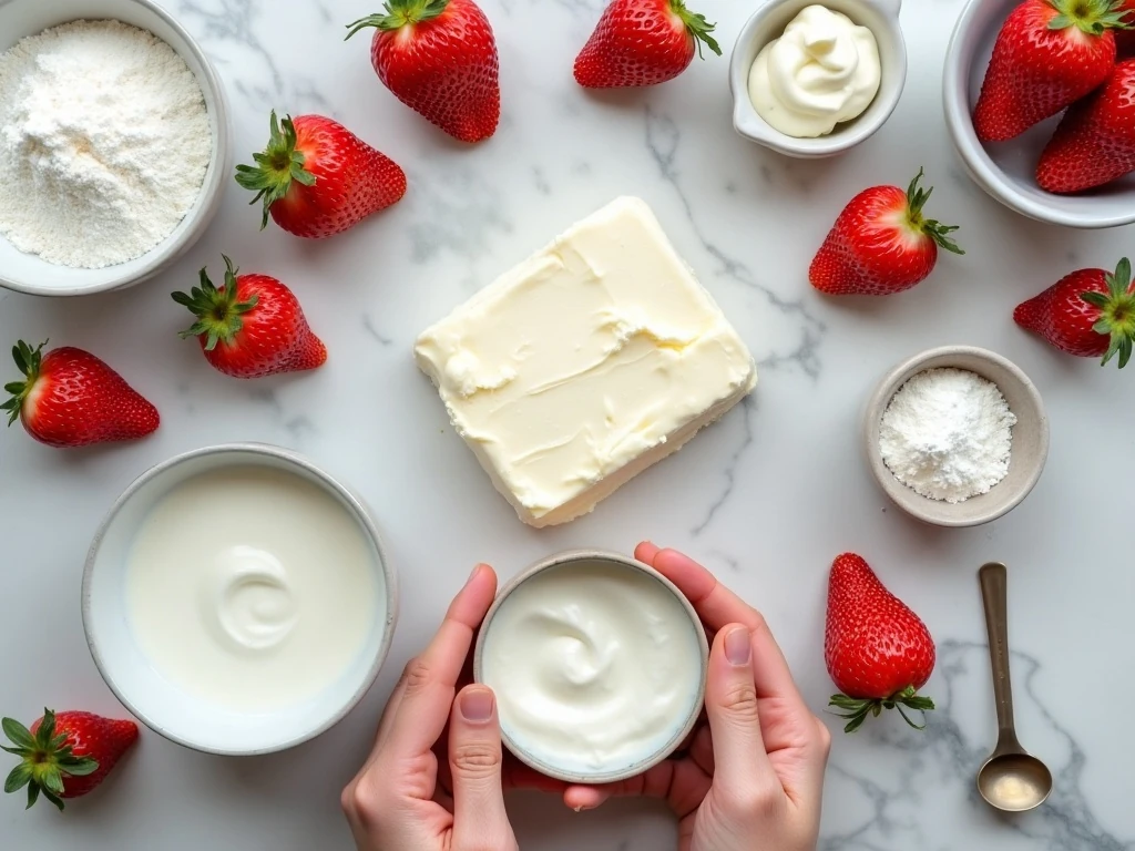 Four ingredients for easy strawberry cheesecake mousse