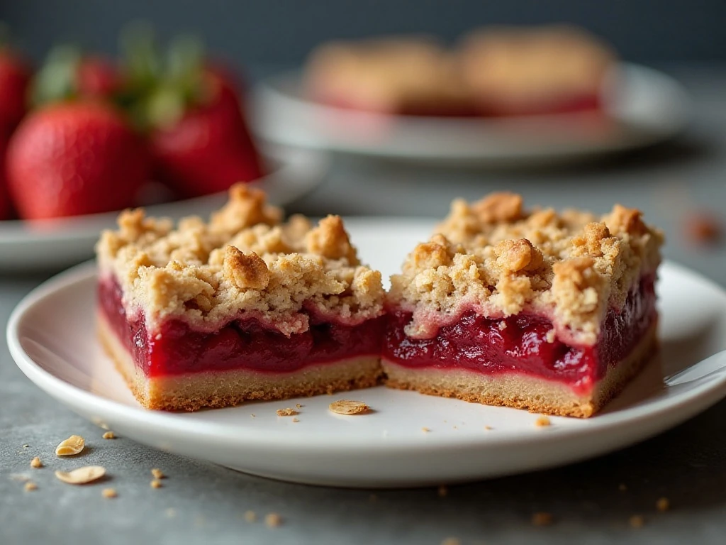 Flour and oat variations of strawberry crumble bars
