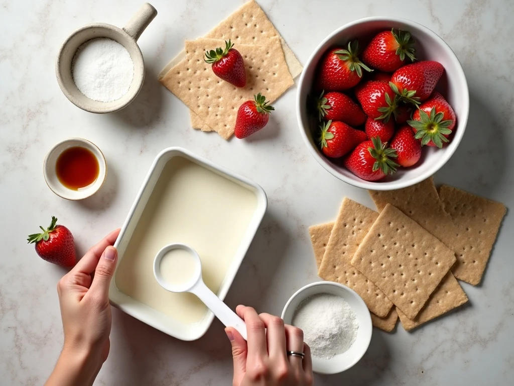 Ingredients for an easy strawberry icebox cake