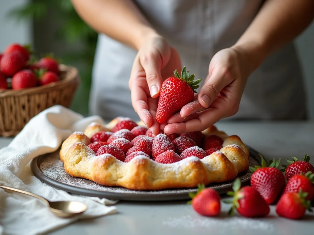 Drying fresh strawberries before making strawberry pie