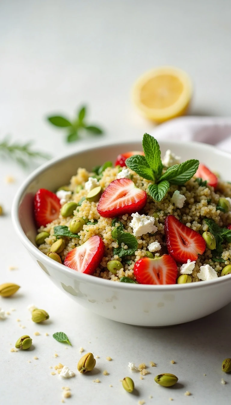Healthy Strawberry Pistachio Quinoa Salad Recipe