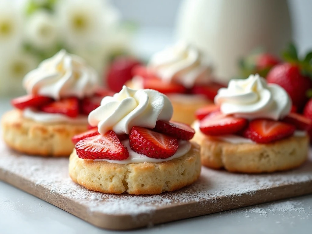 Strawberry shortcake scones filled with berries and whipped cream