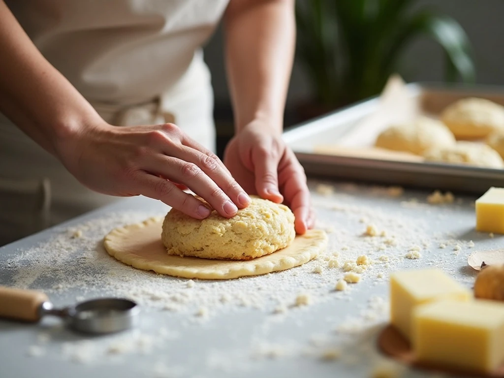 Shaping dough for strawberry shortcake scones