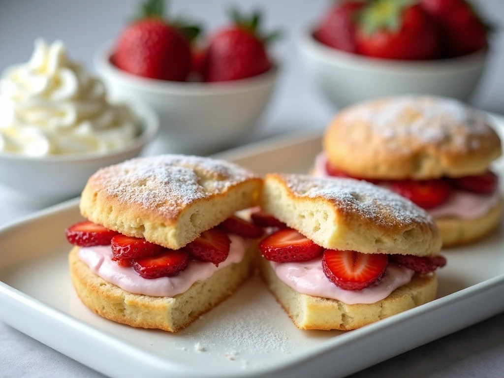 Strawberry shortcake scones served with whipped cream