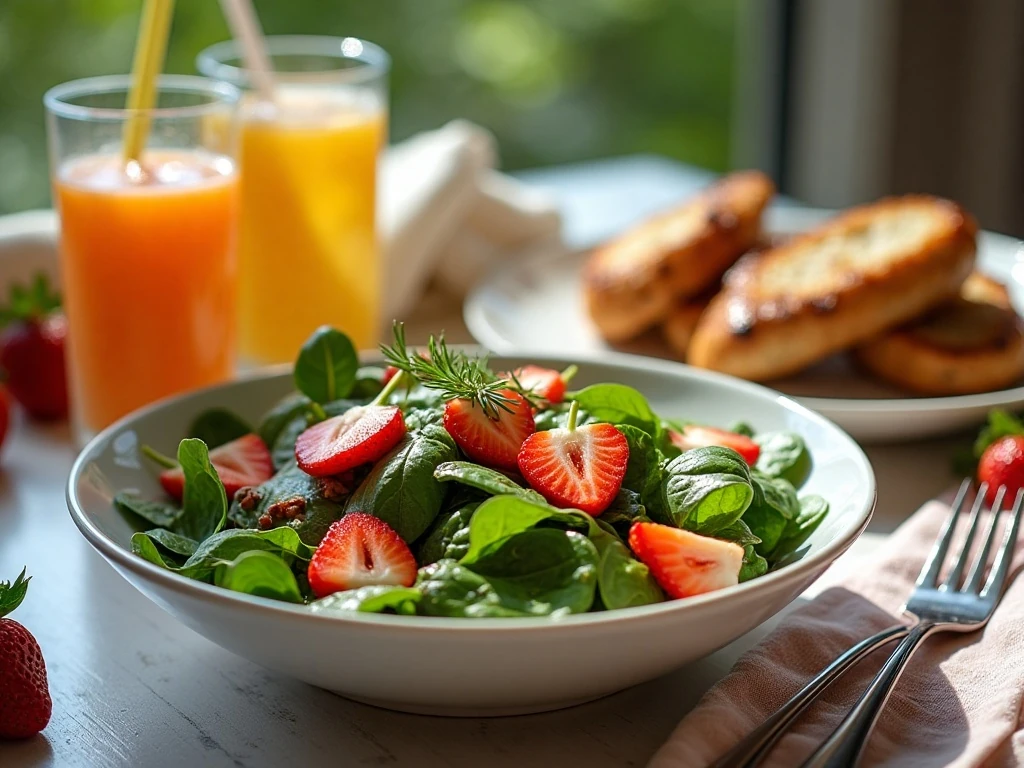 Strawberry spinach salad served as a fresh summer side dish
