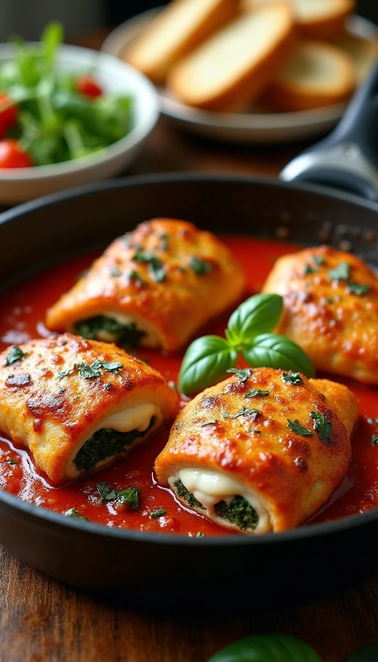 Stuffed Chicken Thighs with Prosciutto, Mozzarella, and Quick Tomato Sauce