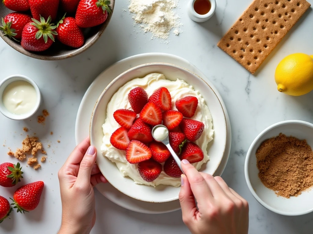 Ingredients for cream cheese-stuffed strawberries