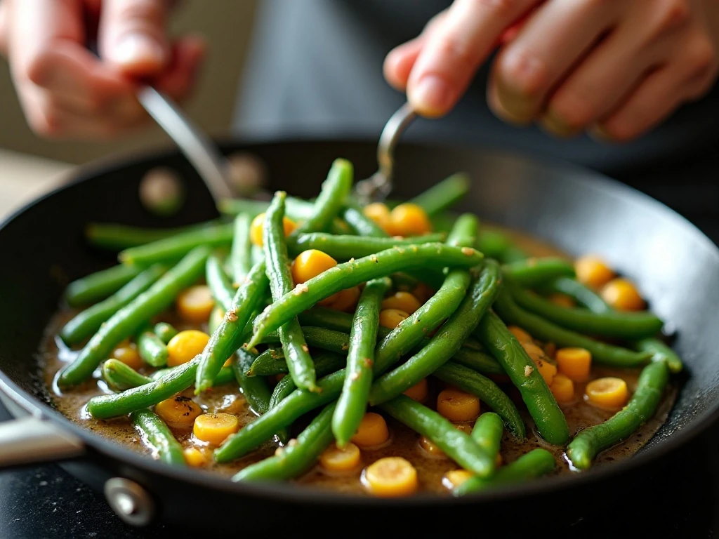 Tender-crisp vegetables in a skillet for homemade succotash