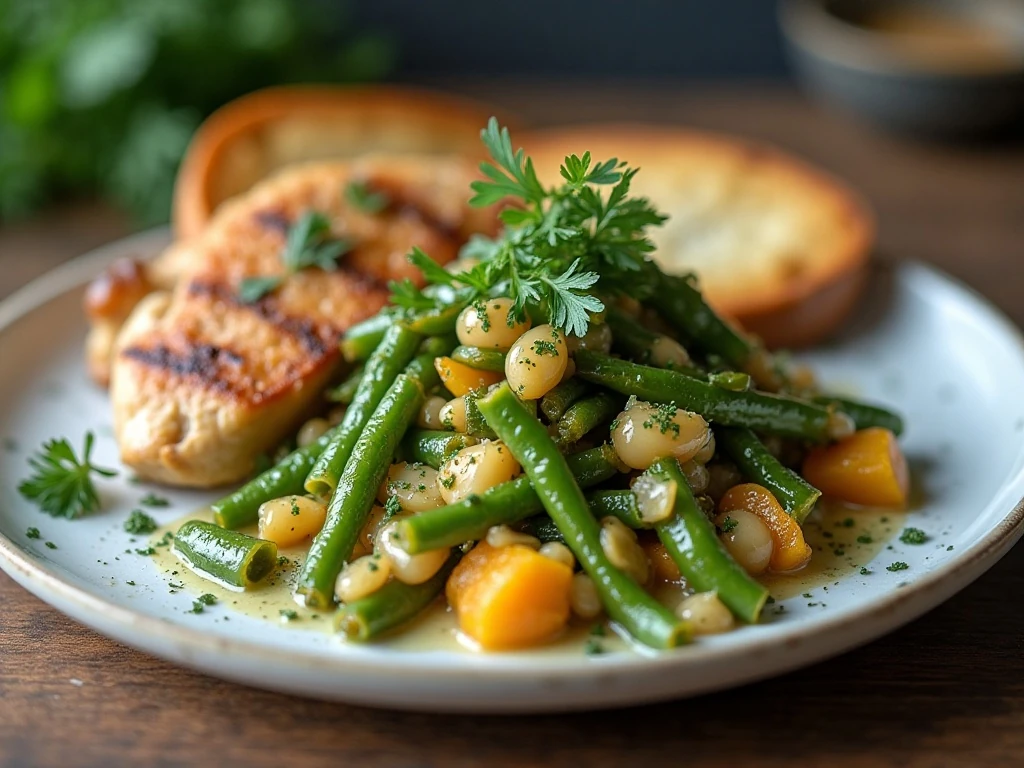 Succotash with green beans served alongside a main course