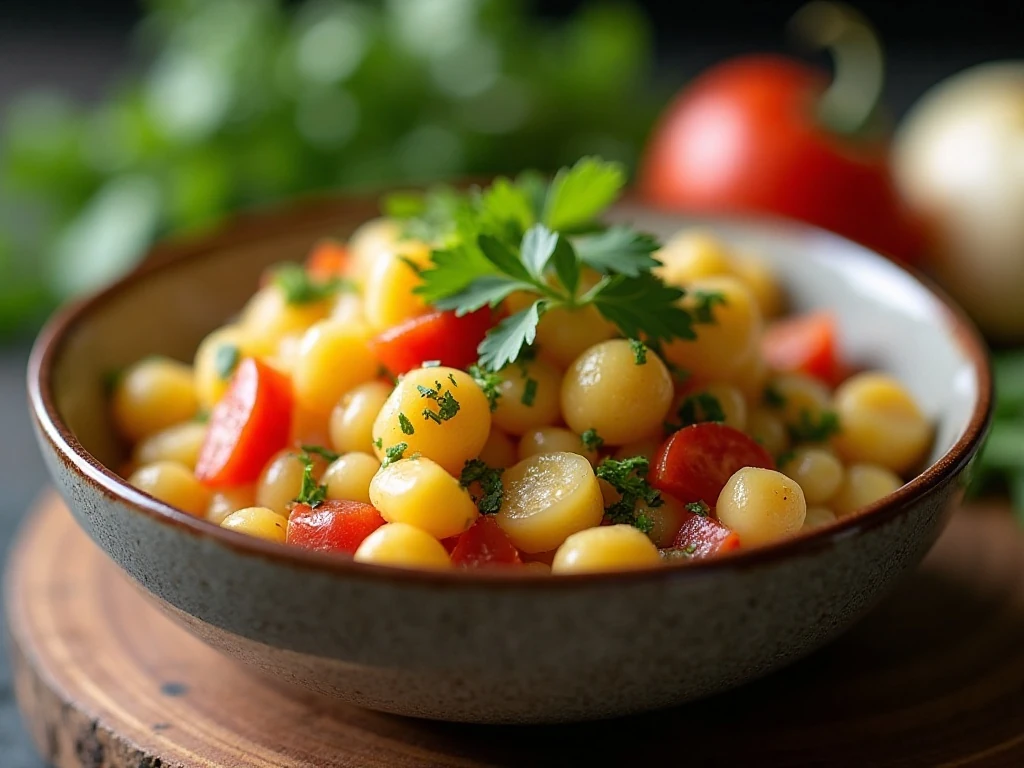 A serving of leftover green bean succotash ready to reheat