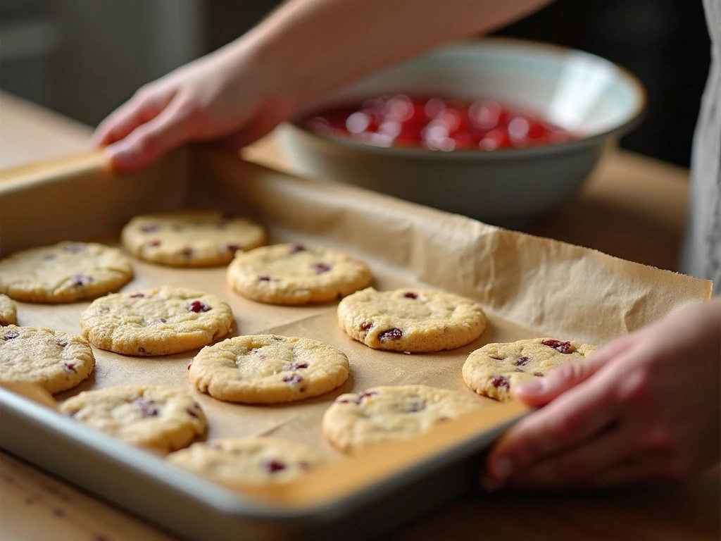 Pressing sugar cookie dough into a baking pan for cherry pie bars