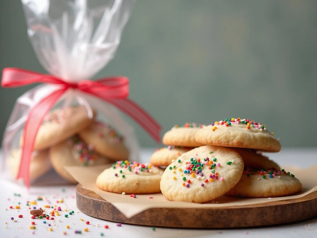 Festive serving and gifting display for sprinkle sugar cookies