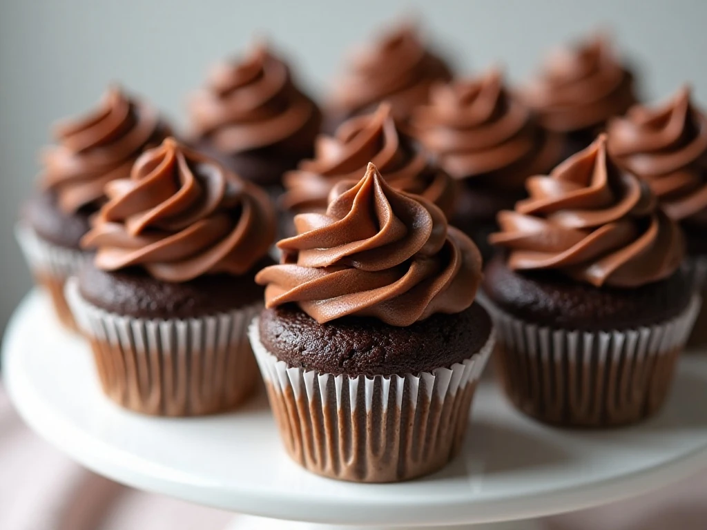 A batch of moist sugar-free chocolate cupcakes with chocolate cream cheese frosting