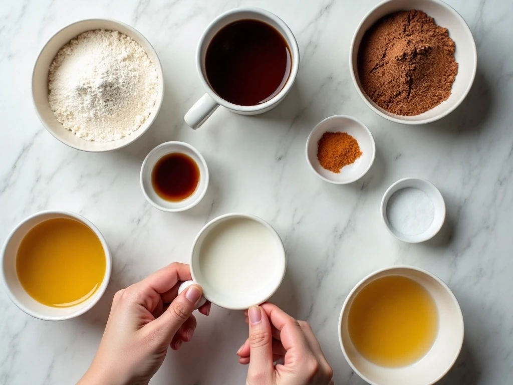 Ingredients for easy sugar-free chocolate cupcakes