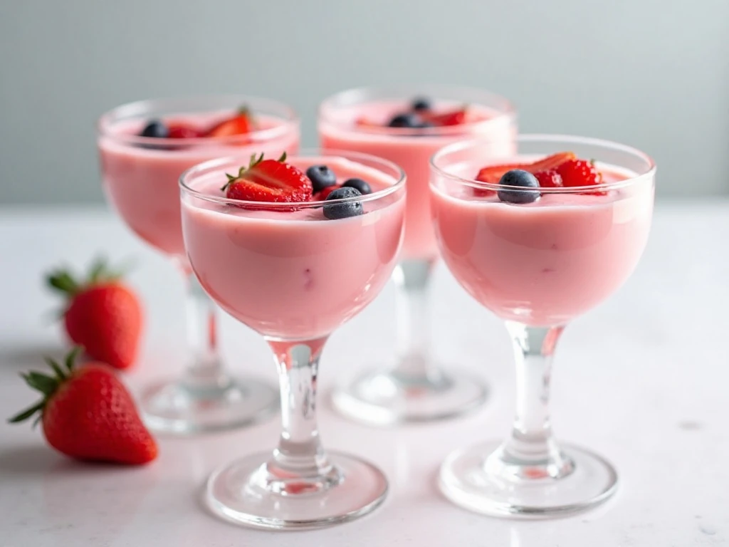 Four servings of sugar-free strawberries and cream Jello whips