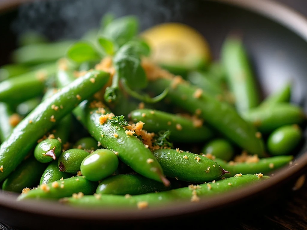 Sugar snap peas finished with fresh mint and lemon zest