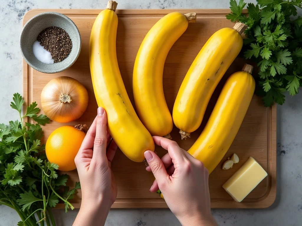 Ingredients for summer squash and onions