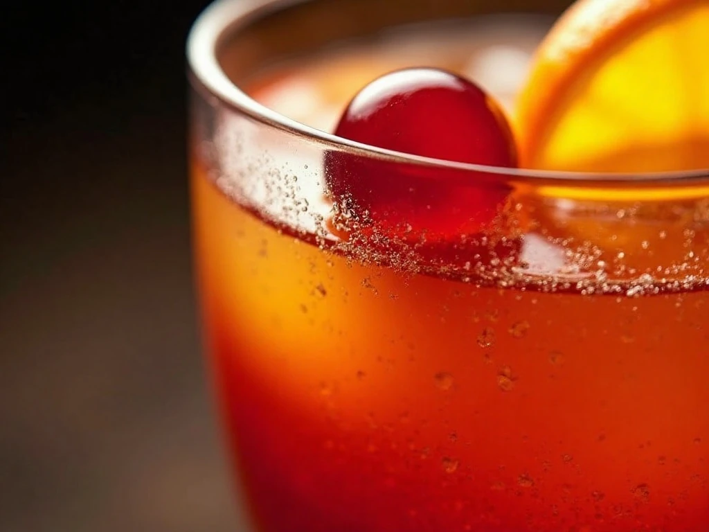Close-up of the Sunset Cocktail gradient and garnish