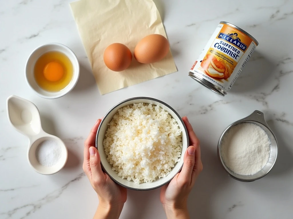 Ingredients for easy coconut macaroons