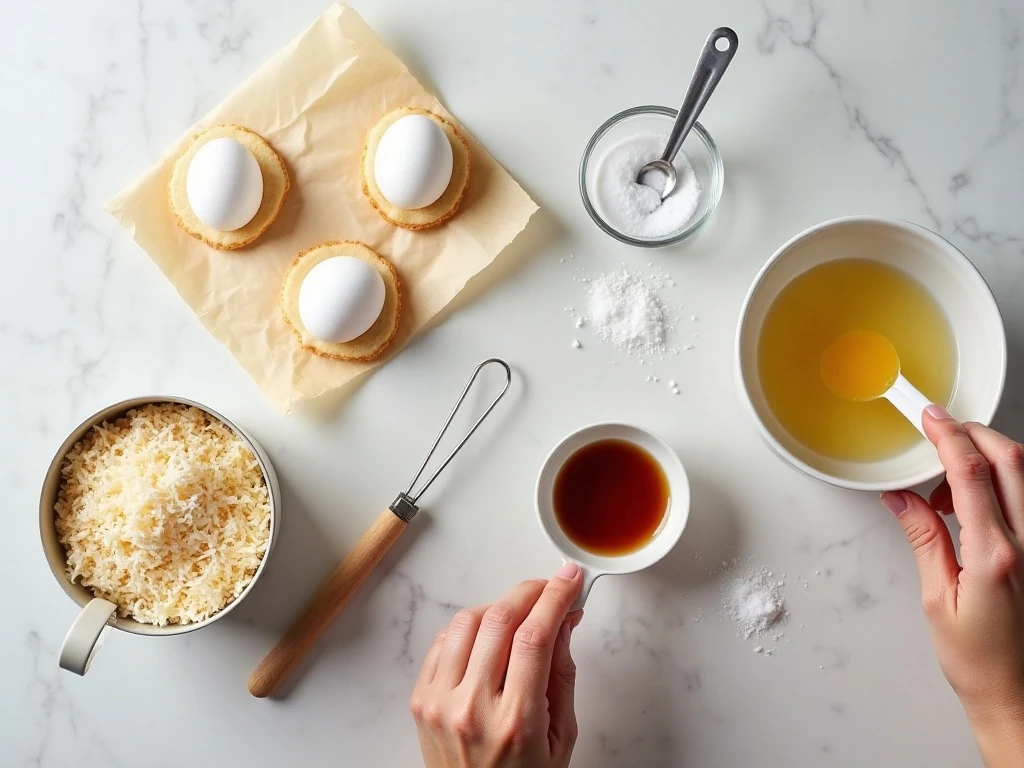 Ingredients for easy coconut macaroons