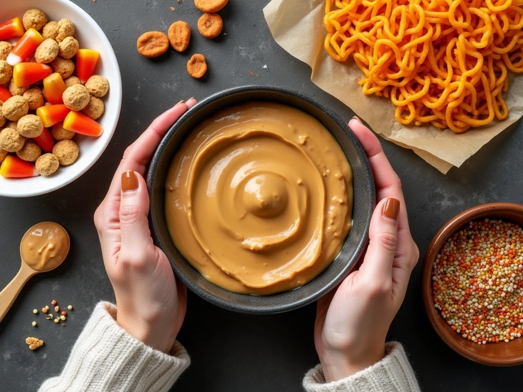 Ingredients for peanut butter candy corn haystacks