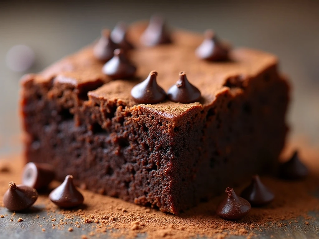 Close-up of a dense fudgy brownie center and chewy edge