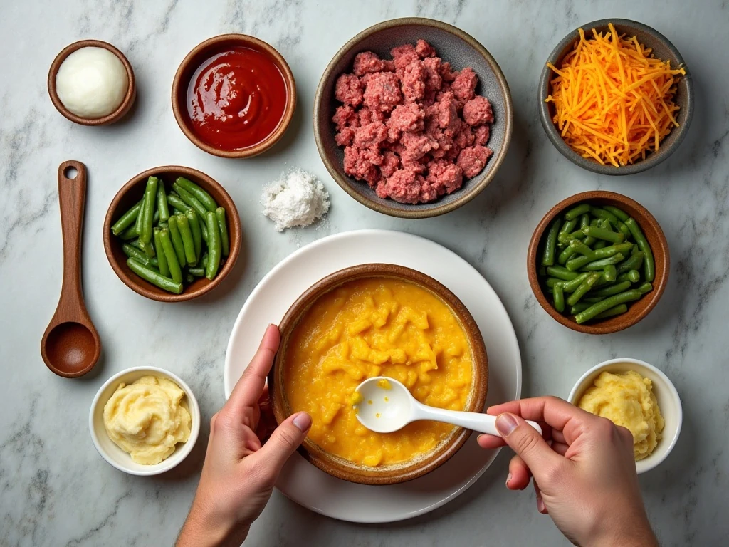 Ingredients for an easy ground beef shepherd's pie recipe