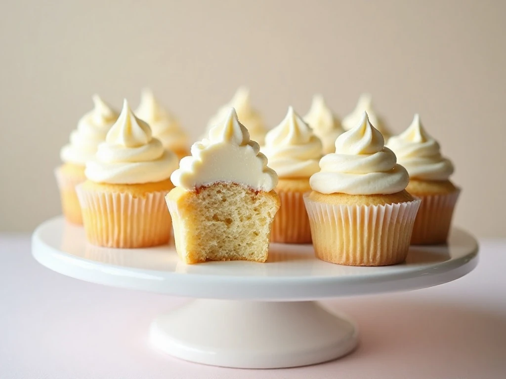 Soft and fluffy vanilla cupcakes with vanilla buttercream