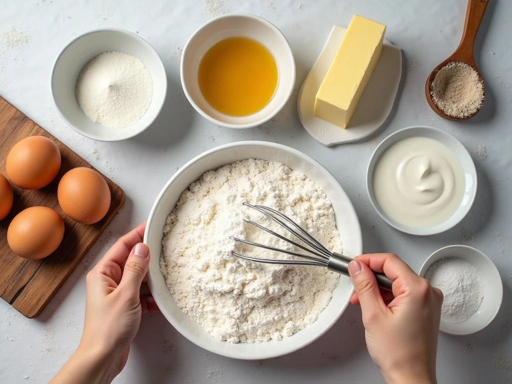 Ingredients for soft vanilla cupcakes and buttercream