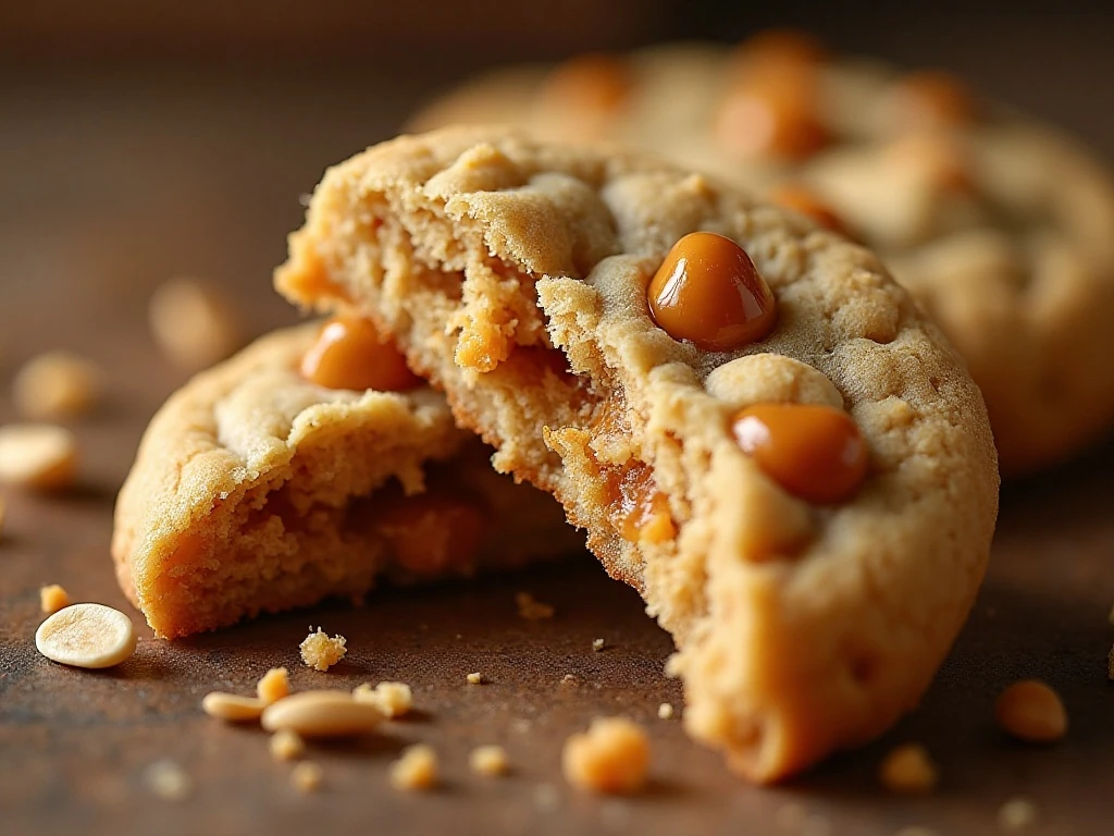 Soft chewy center and melted butterscotch chips in an oatmeal cookie