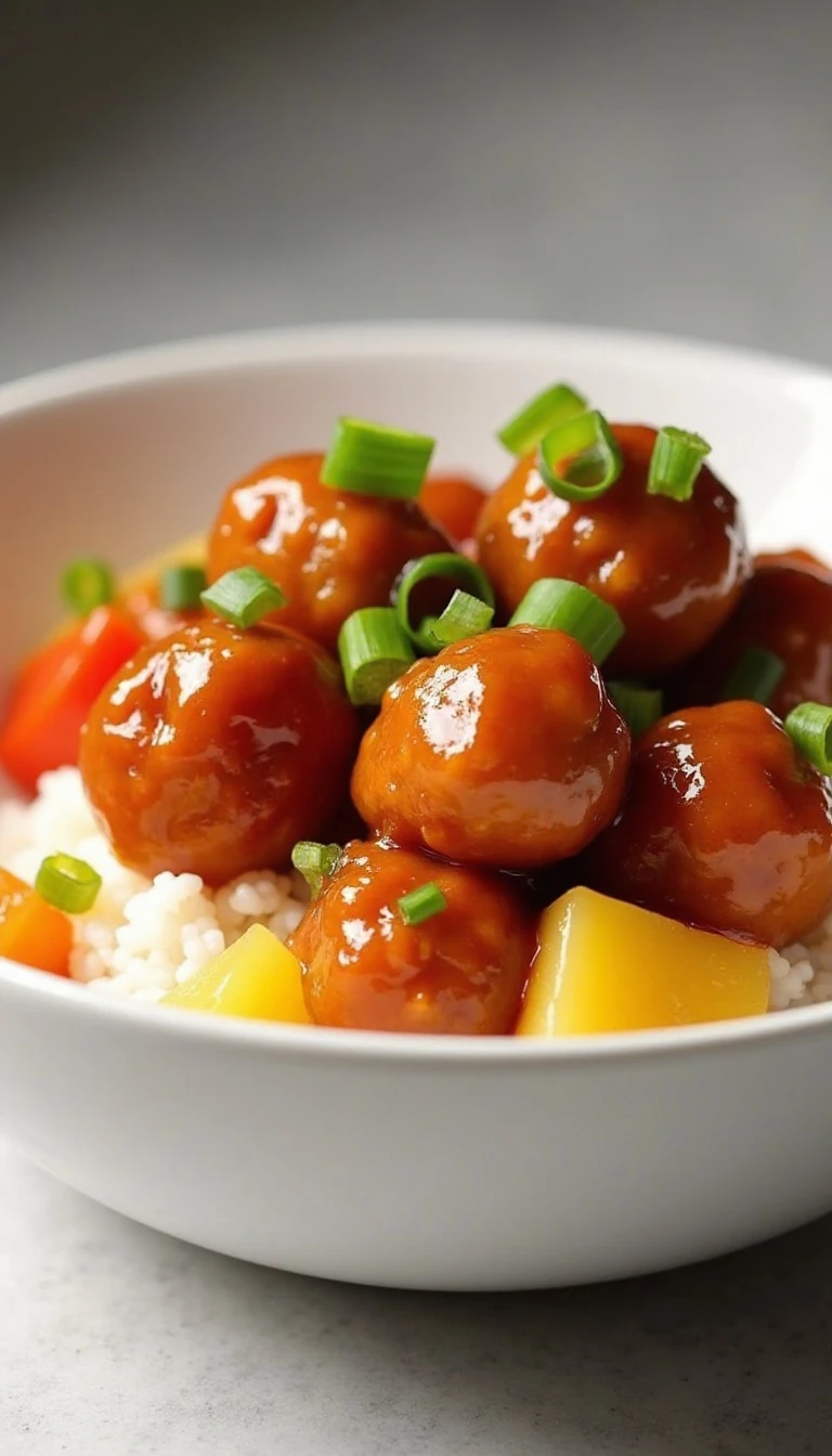 Easy Sweet and Sour Meatballs Recipe with Pineapple
