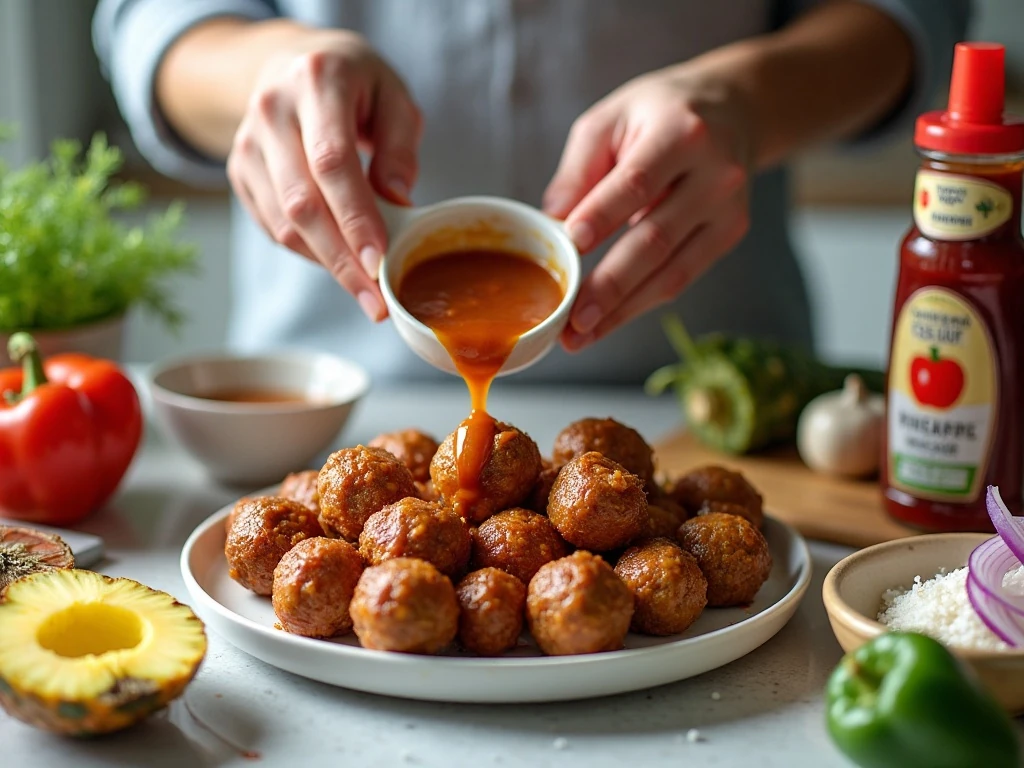 Ingredients for homemade sweet and sour meatballs