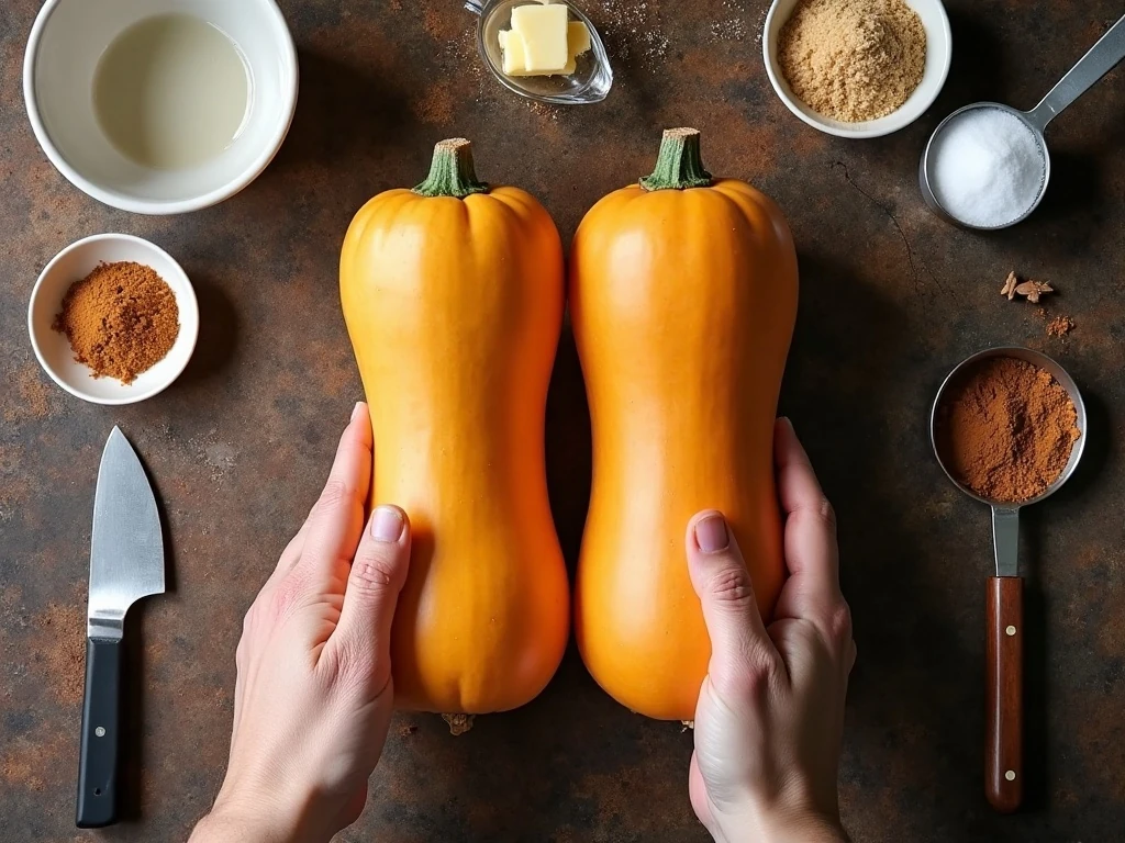 Ingredients for sweet and buttery baked acorn squash