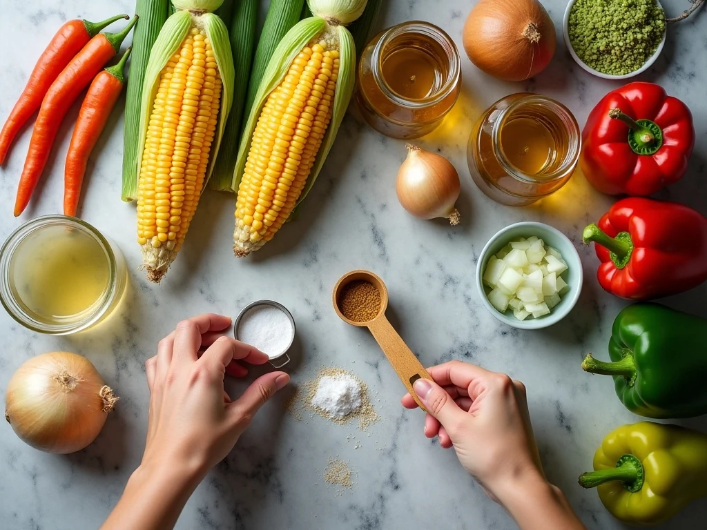 Ingredients for homemade sweet corn relish