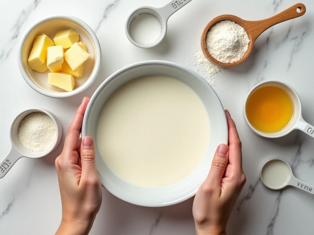 Ingredients for sweet and flakey dinner rolls