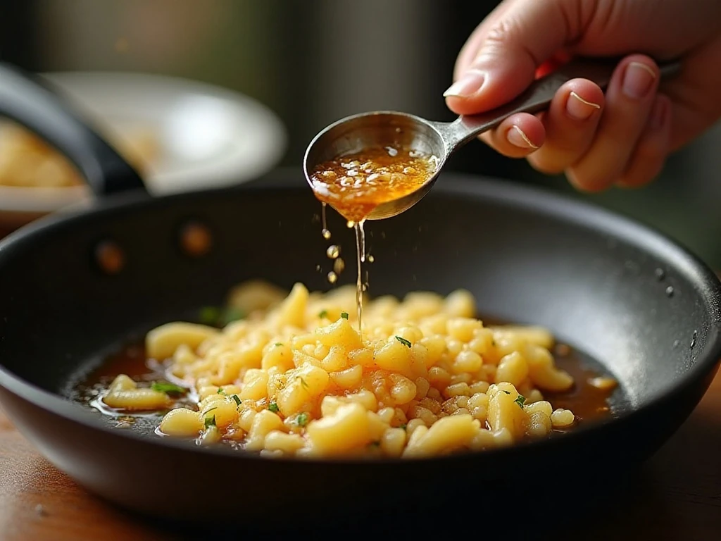 Garlic and butter cooking in a skillet