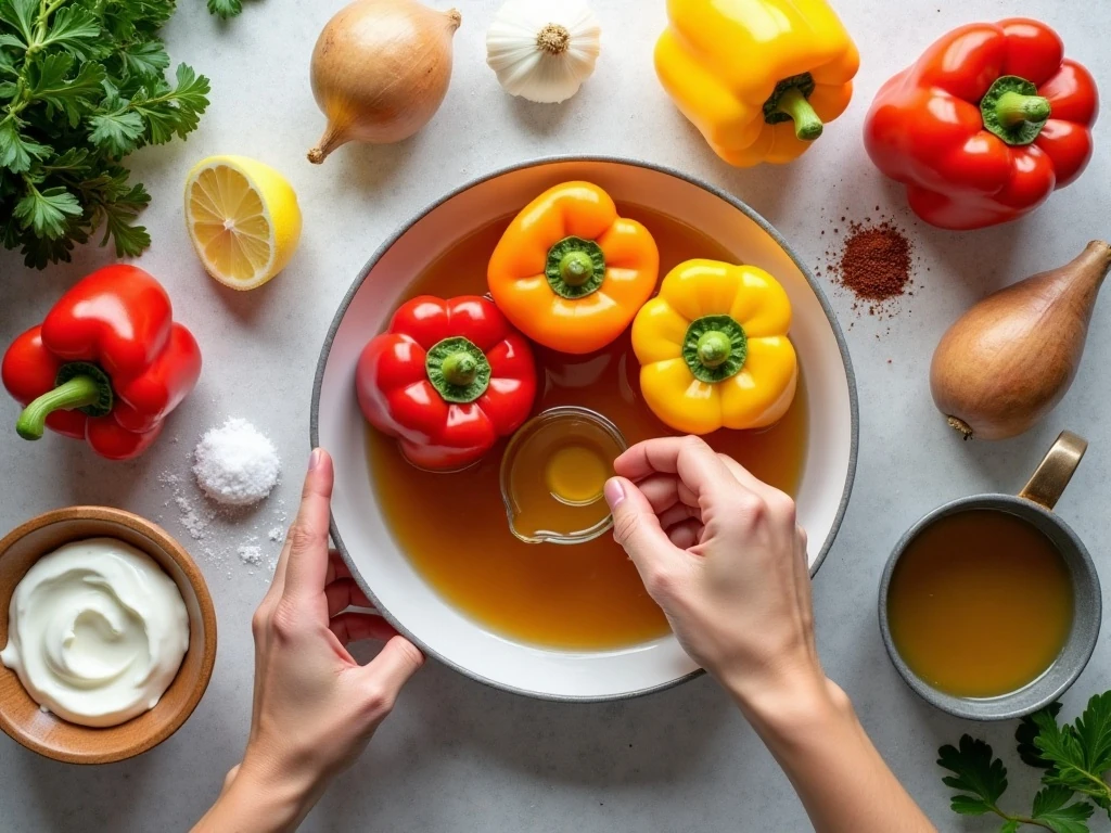 Ingredients for creamy sweet pepper soup