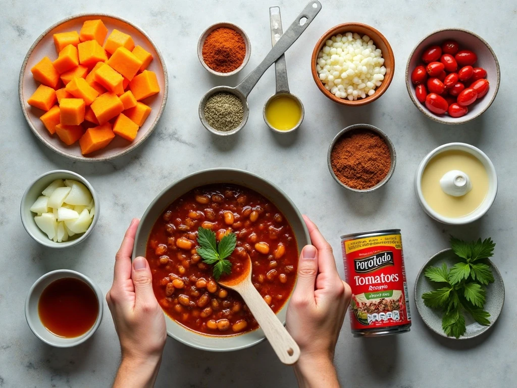 Ingredients for easy sweet potato chili
