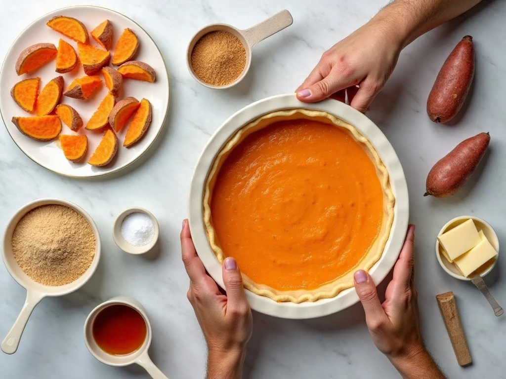 Ingredients for easy old-fashioned sweet potato cobbler
