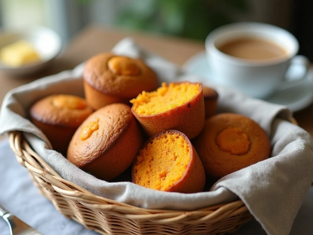 Sweet potato muffins arranged for serving at breakfast