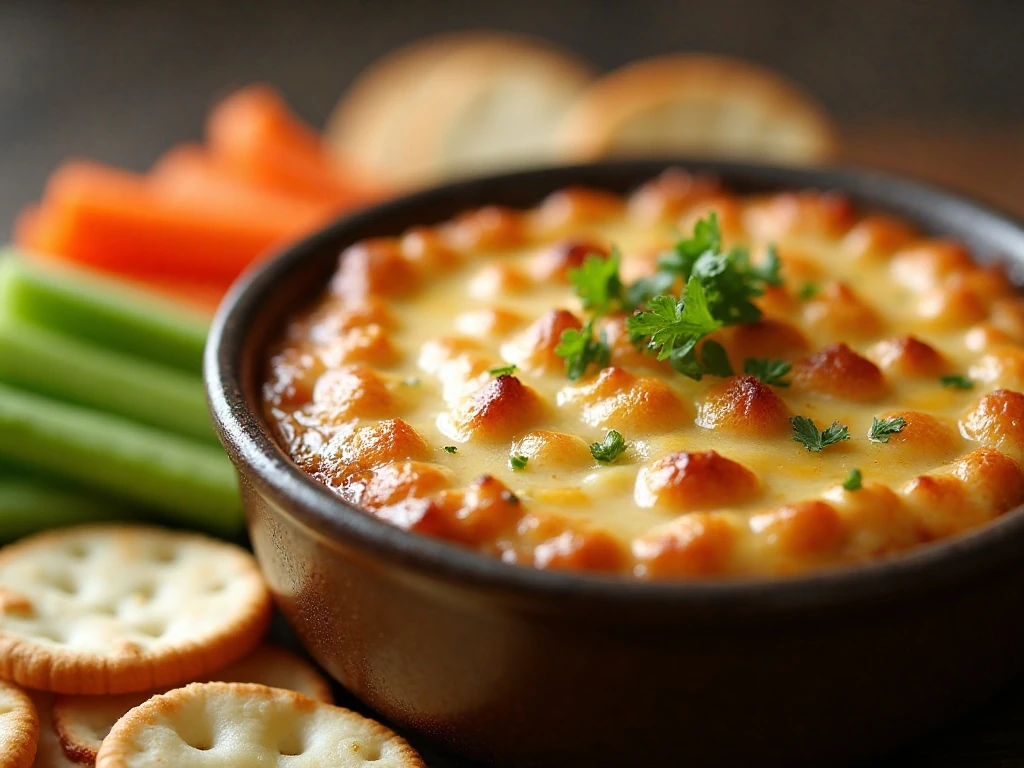 Warm reheated Sweet Vidalia Onion Dip ready to serve