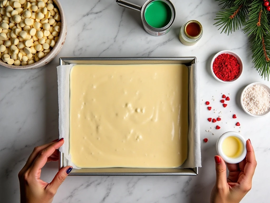 Ingredients for easy swirled Grinch fudge