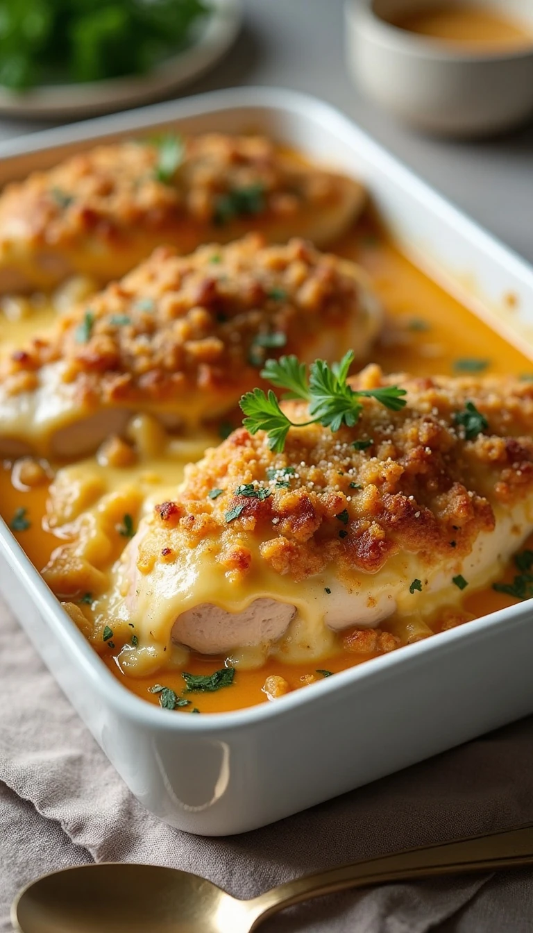 Easy Swiss Chicken Casserole Recipe with Creamy Sauce and Stuffing