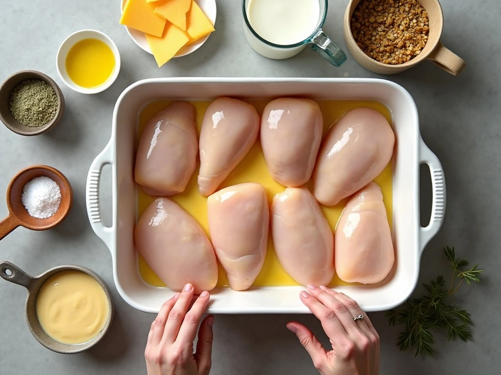 Ingredients for easy Swiss chicken casserole