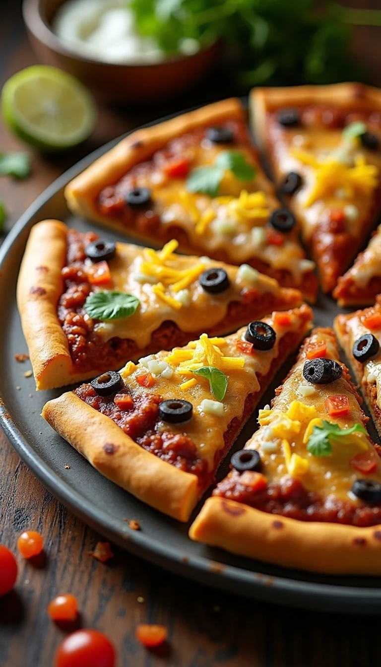Easy Taco Pizza Recipe with Seasoned Beef, Beans, and Fresh Toppings