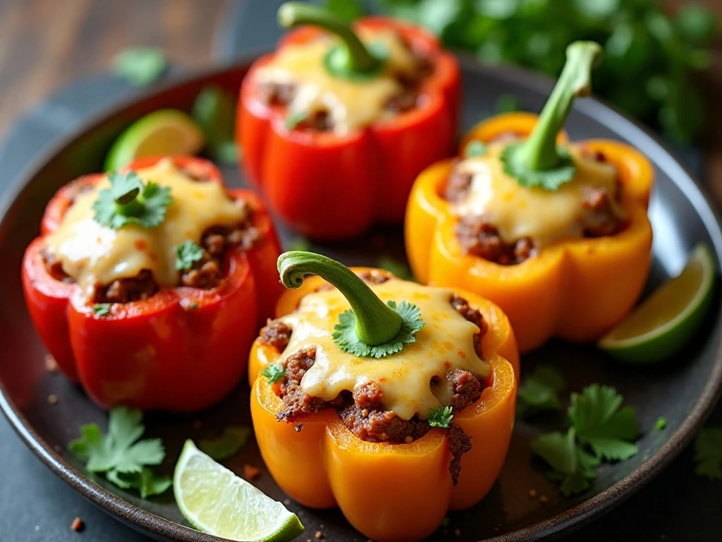 Colorful taco-stuffed peppers ready for a weeknight dinner
