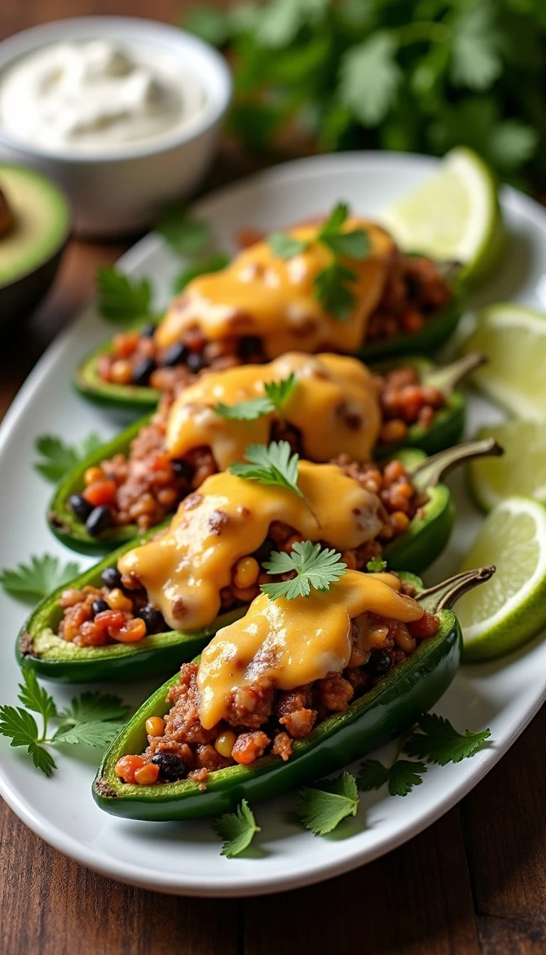 Easy Taco Stuffed Poblano Peppers Recipe