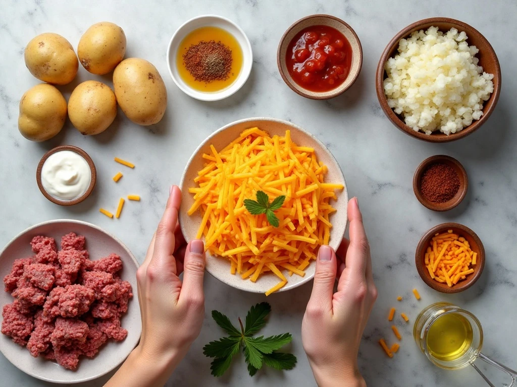 Ingredients for easy taco stuffed potatoes